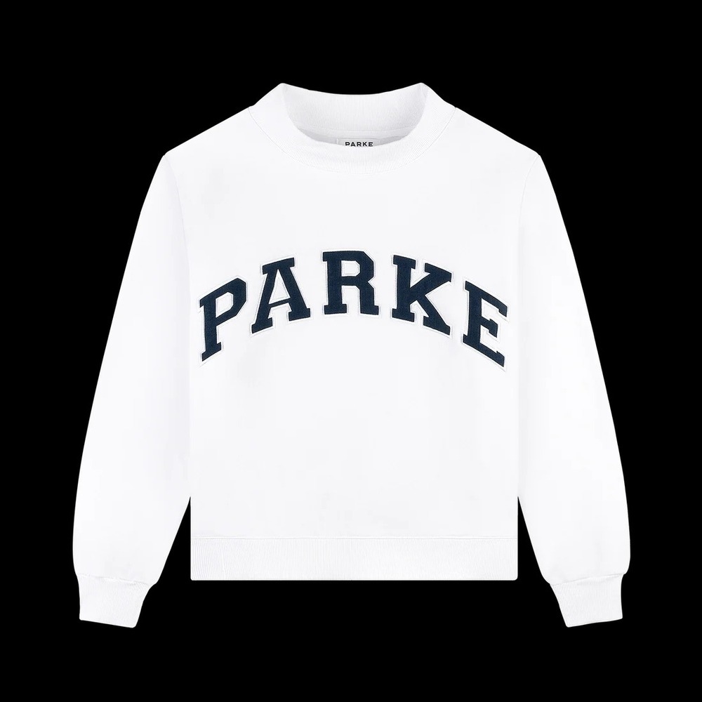 PARKE-Fleece-VOG Varsity Mockneck-Core Shop: White + Denim S/M